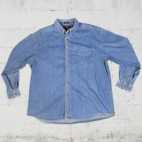 90s Vintage Aeropostale Medium Wash Button Down Western Denim Shirt Size XL - Picture 1 of 7